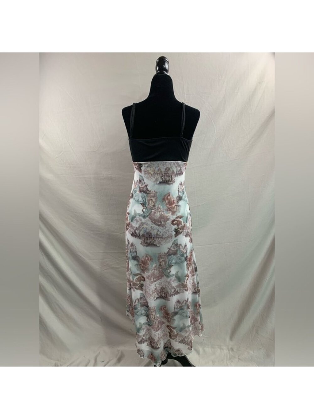 Asymmetric Hem Angel Printed Spaghetti Strap Dress - Picture 11 of 11